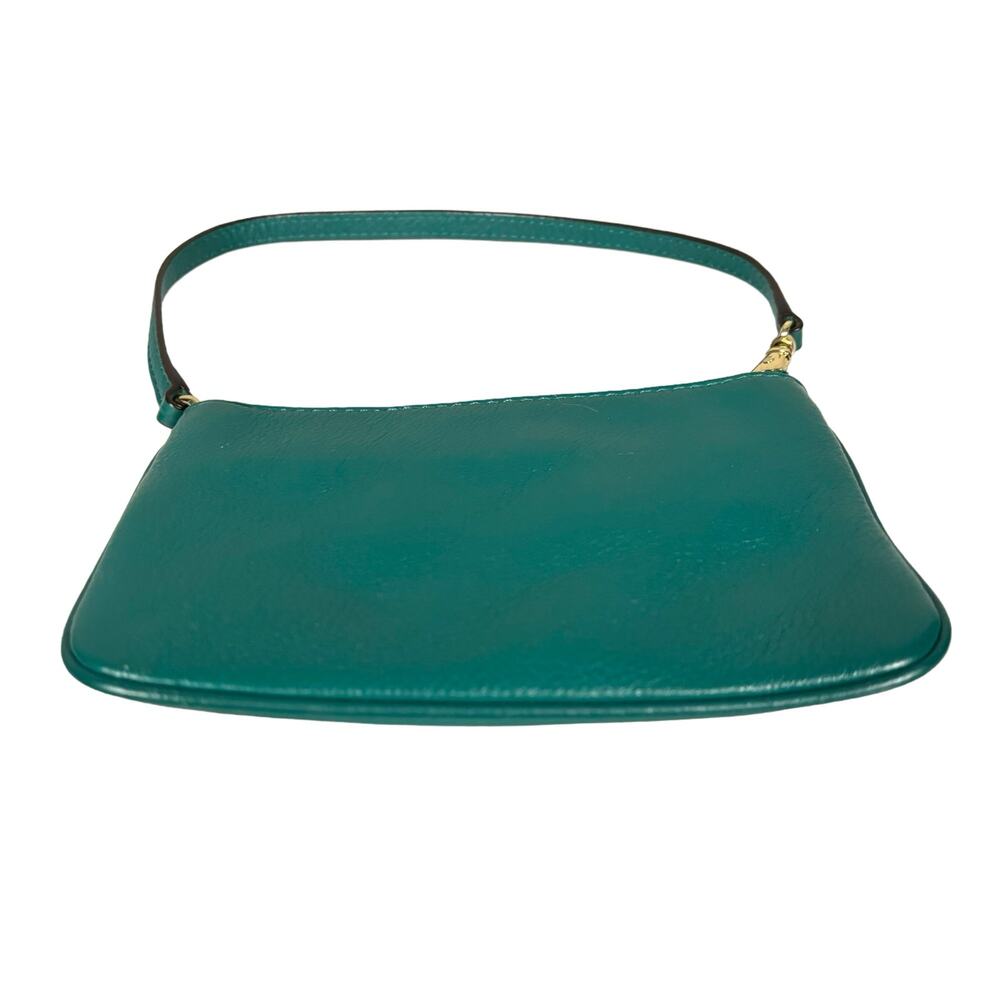 Michael Kors Fulton Leather Wristlet Deep Sea Green Pebbled Leather MK Logo - Picture 5 of 10